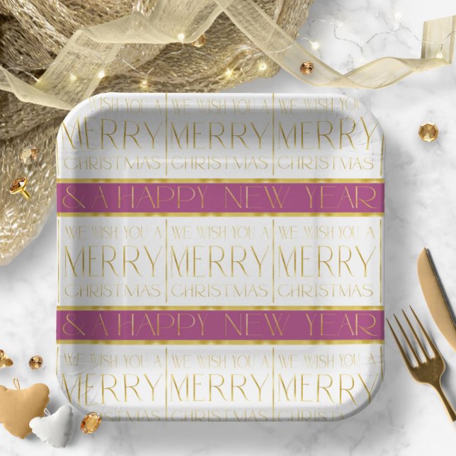 Magenta Gold Christmas Pattern#35 ID1009 Paper Plate (Creator Uploaded)