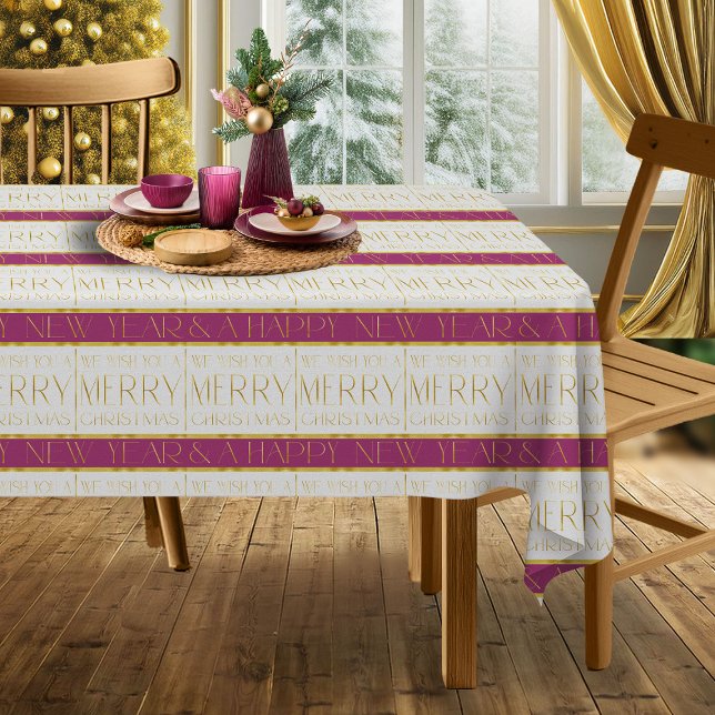 Magenta Gold Christmas Pattern#35 ID1009 Tablecloth (Creator Uploaded)