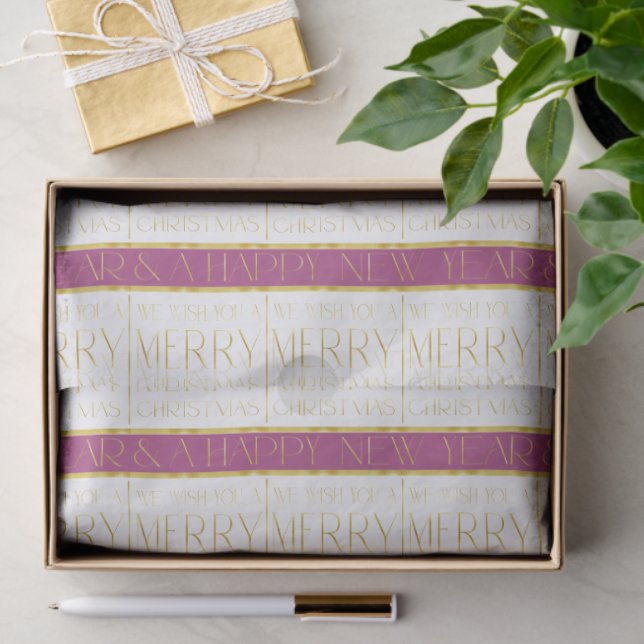 Magenta Gold Christmas Pattern#35 ID1009 Tissue Paper (Gift)