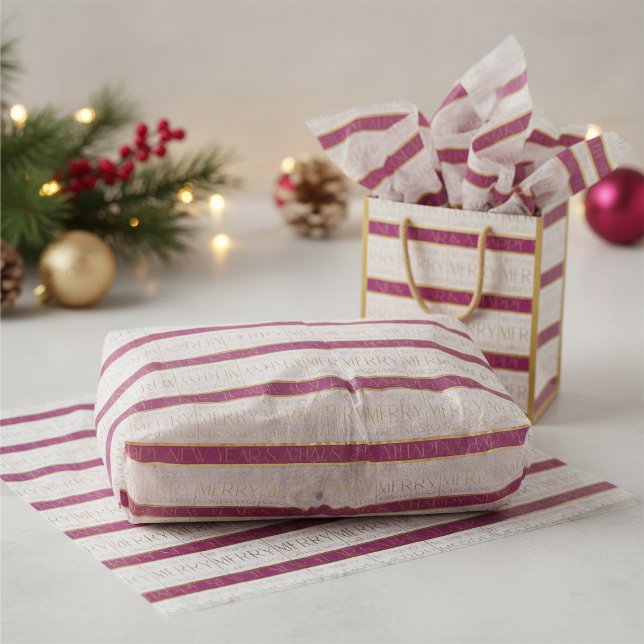 Magenta Gold Christmas Pattern#35 ID1009 Tissue Paper (Creator Uploaded)