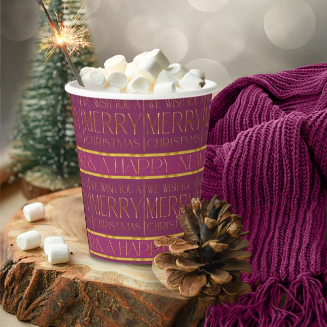 Magenta Gold Christmas Pattern#35b ID1009 Paper Cups (Creator Uploaded)
