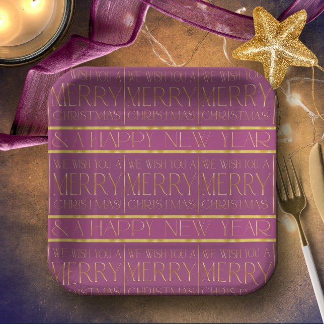 Magenta Gold Christmas Pattern#35b ID1009 Paper Plate (Creator Uploaded)