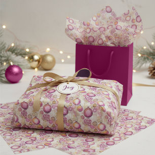 Magenta Gold Christmas Pattern#6 ID1009 Tissue Paper