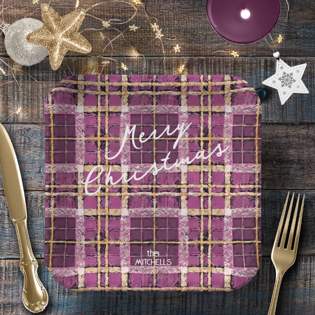 Magenta Gold Christmas Pattern#7 ID1009 Paper Plate (Creator Uploaded)