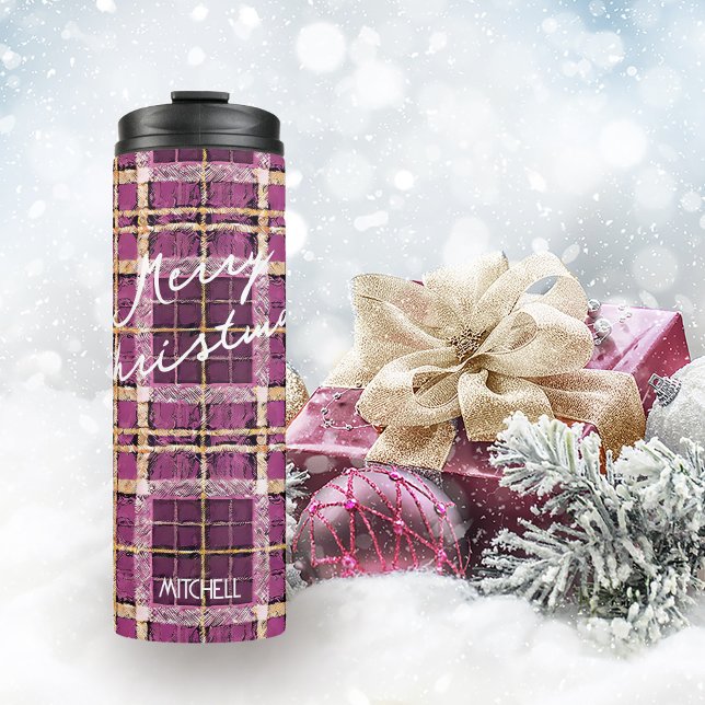 Magenta Gold Christmas Pattern#7 ID1009 Thermal Tumbler (Creator Uploaded)