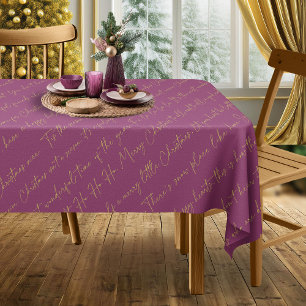 Magenta Gold Christmas Typography Pattern36 ID1009 Tablecloth