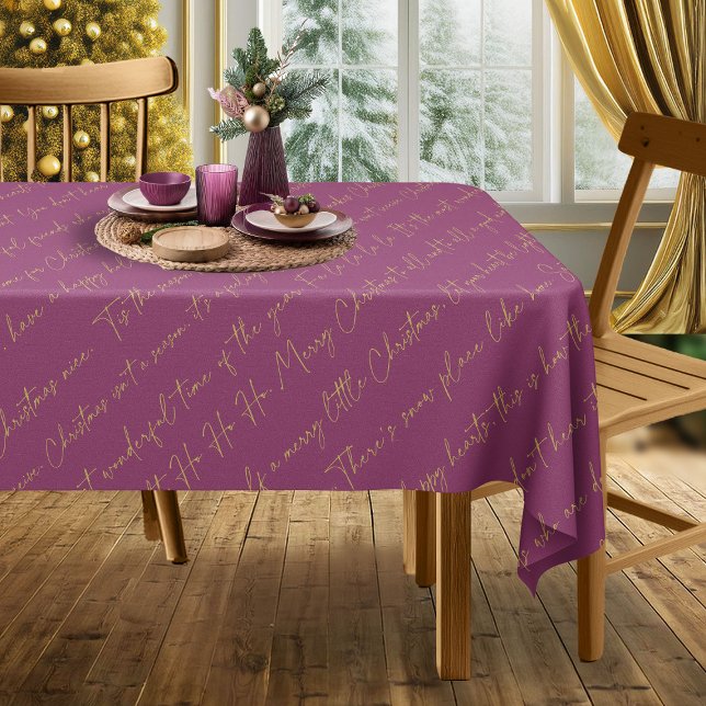 Magenta Gold Christmas Typography Pattern36 ID1009 Tablecloth (Creator Uploaded)