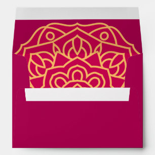 Magenta Gold Hindu Mandala Indian Wedding Envelope