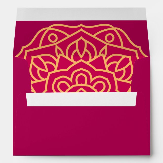 Magenta Gold Mandala Indian Wedding Envelope (Back (Bottom))