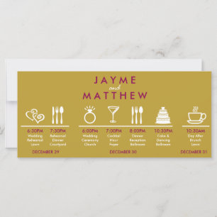 Magenta Gold Wedding Timeline Welcome Bag Note