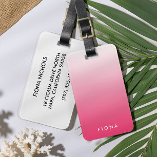 Magenta Gradient Ombre Personalised Luggage Tag