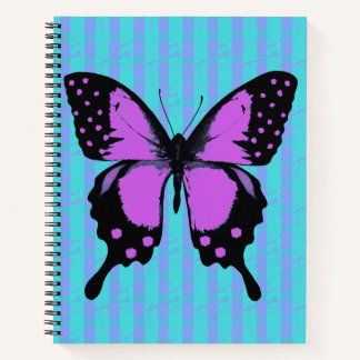 Magenta Grunge Butterfly Spiral Notebook