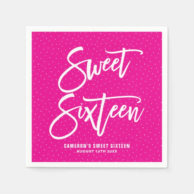 Magenta Hand Lettered Baby Shower Paper Napkins II (Front)