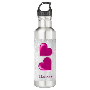 Magenta Hearts Personalised 710 Ml Water Bottle
