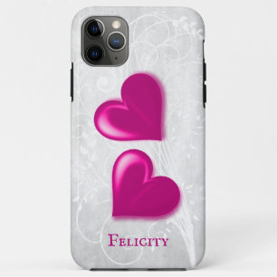 Magenta Hearts Personalised iPhone 11 Pro Max Case