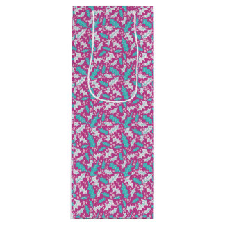 Magenta Holly Wine Gift Bag