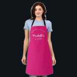 Magenta Homemade with Love Custom Your Kitchen Apron<br><div class="desc">Let's get cooking and baking. Customise the Name on this personalised apron. Seen here in magenta and white text. Stylish typography style treatment. Encourage the sweet chef/baker in your life with a special gift. Perfect for baking those holiday Christmas cookies. Featuring the words "Homemade with love" for a unique kitchen...</div>