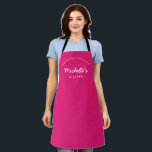 Magenta Homemade with Love Custom Your Kitchen Apron<br><div class="desc">Let's get cooking and baking. Customise the Name on this personalised apron. Seen here in magenta and white text. Stylish typography style treatment. Encourage the sweet chef/baker in your life with a special gift. Perfect for baking those holiday Christmas cookies. Featuring the words "Homemade with love" for a unique kitchen...</div>