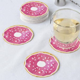 Magenta Hot Pink Doughnut Coasters