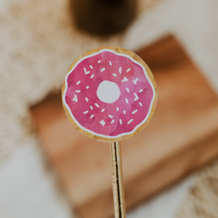 Magenta Hot Pink Doughnut Stickers