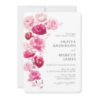 Magenta Hot Pink Floral Elegant Wedding Invitation