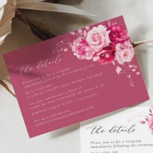 Magenta Hot Pink Wedding Details Enclosure Card