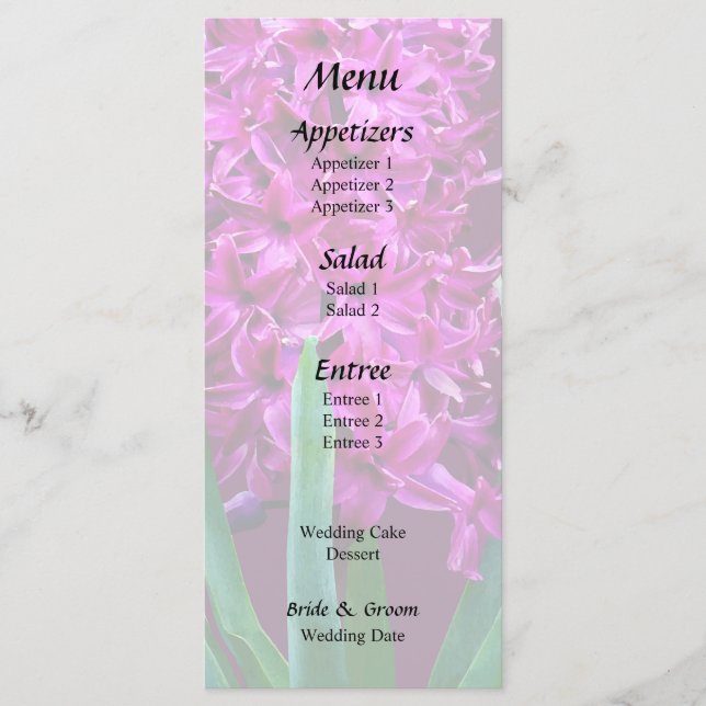 Magenta Hyacinth Menu (Front)