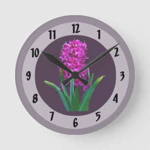 Magenta Hyacinth Round Clock