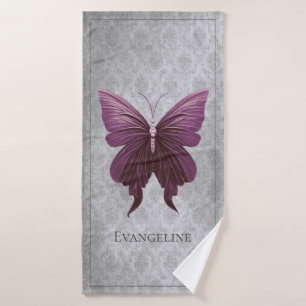 Magenta Jewelled Butterfly Bath Towel Set