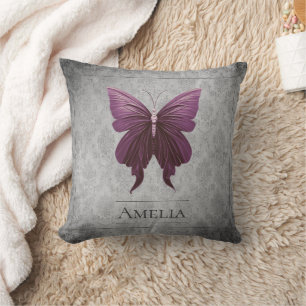 Magenta Jewelled Butterfly Cushion