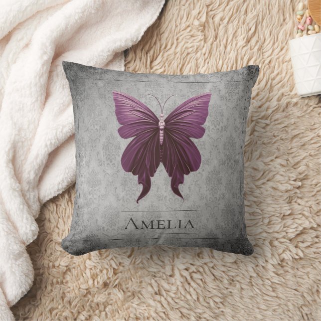 Magenta Jewelled Butterfly Cushion (Blanket)