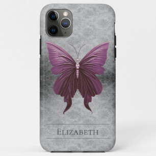 Magenta Jewelled Butterfly Damask iPhone 11 Pro Max Case