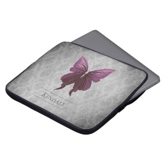 Magenta Jewelled Butterfly Damask Laptop Sleeve