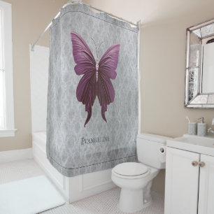 Magenta Jewelled Butterfly Shower Curtain