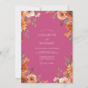 Magenta Jubilant Autumnal Wedding Invitation