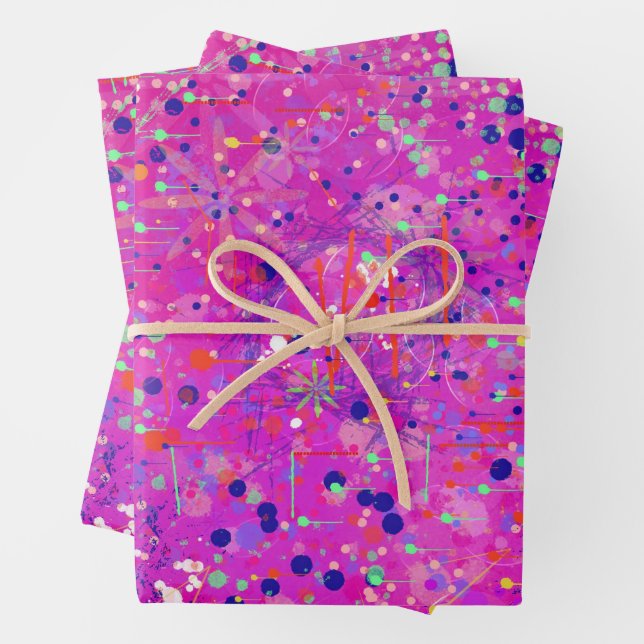 Magenta Jubilee Abstract Print  Wrapping Paper Sheet (In situ)