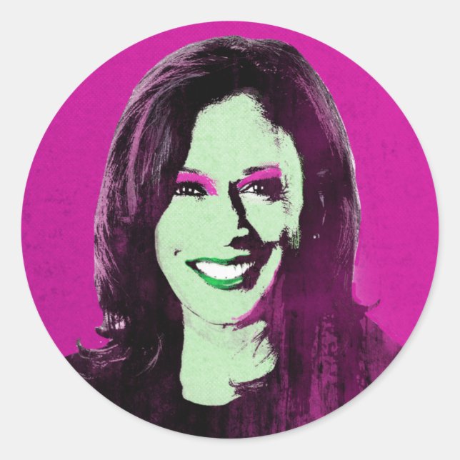 Magenta Kamala Harris Pop Art Classic Round Sticker (Front)