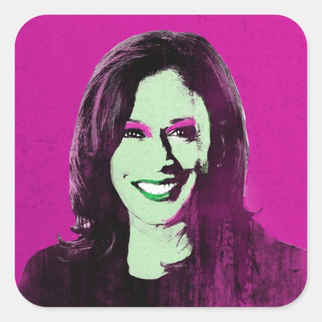 Magenta Kamala Harris Pop Art Square Sticker (Front)