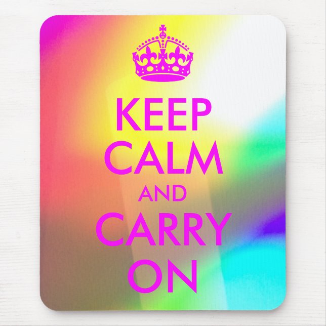 Magenta Keep Calm and Carry On Mousepad (Front)