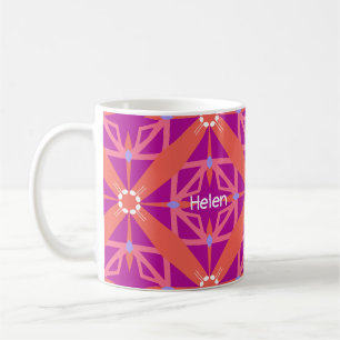 Magenta Key Of Life Kaleidoscope Monogram Coffee Mug