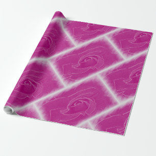 Magenta lace rose wrapping paper
