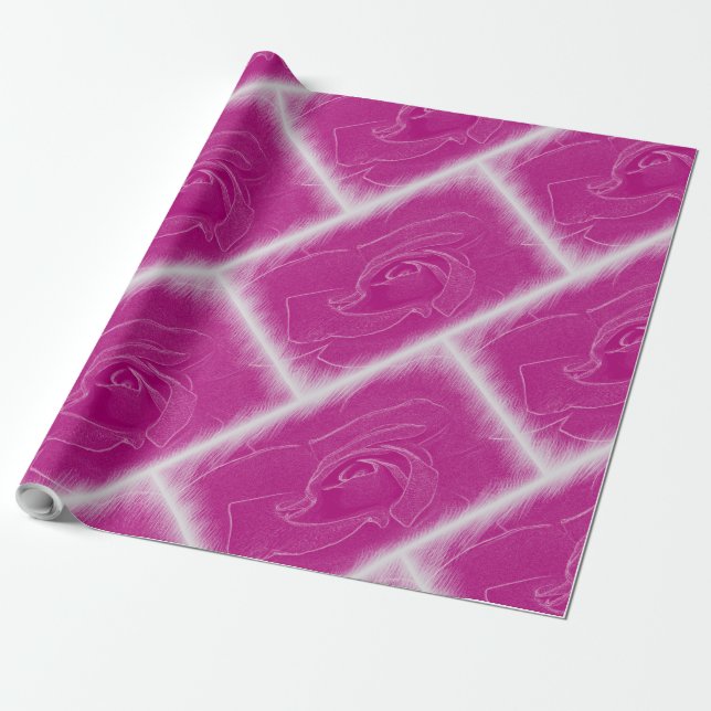 Magenta lace rose wrapping paper (Unrolled)