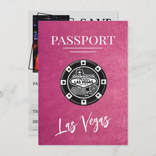 Magenta Las Vegas Passport Save The Date (Front/Back)