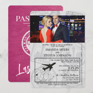 Magenta Las Vegas Passport Wedding Invitation
