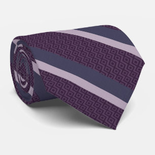 Magenta Lavender Stripes On Mauve Diamond Pattern  Tie