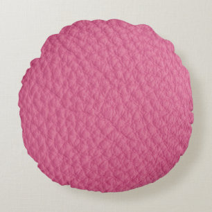Magenta Leather Look Print Round Pillow