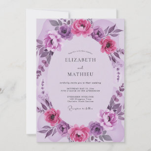 Magenta Lilac Blossom Wedding Invitation
