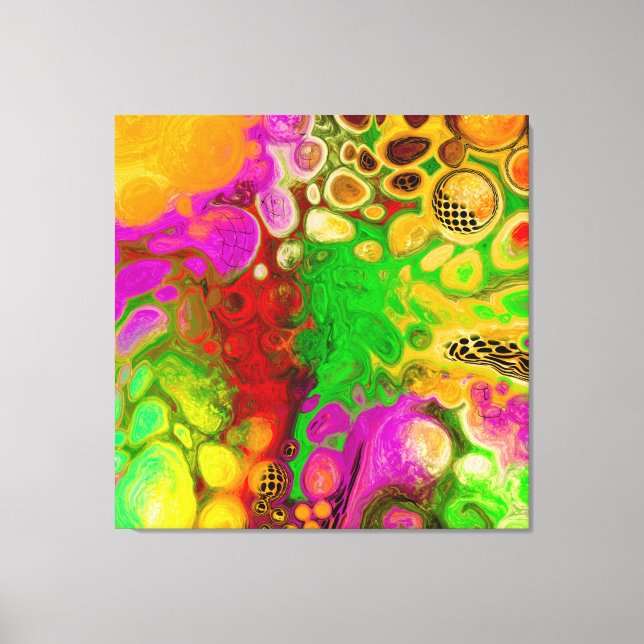 Magenta, Lime Green, Black Yellow abstract art Canvas Print (Front)