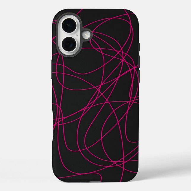 Magenta Line Art on Black  Case-Mate iPhone Case (Back)