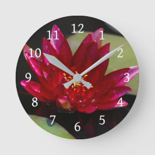 Magenta Lotus Waterlily Round Clock